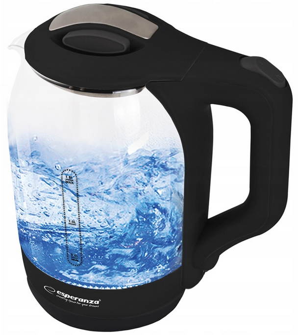 BEZPRZEWODOWY CZAJNIK ELEKTRYCZNY SZKLANY LED 1,7L CZARNY MOCNY