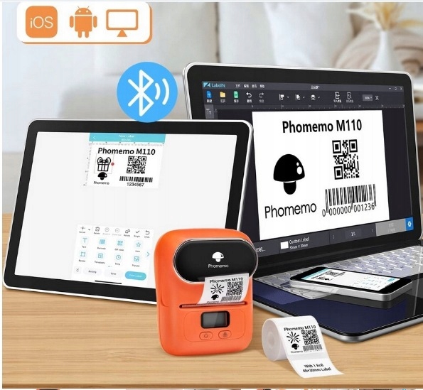 Phomemo M110 termiczna drukarka etykiet termicznych z Bluetooth Android IOS