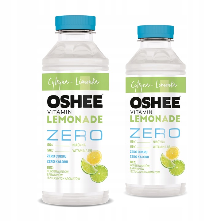 12x OSHEE ZERO Vitamin Lemonade cytryna limonka lemoniada bez cukru 555 ml