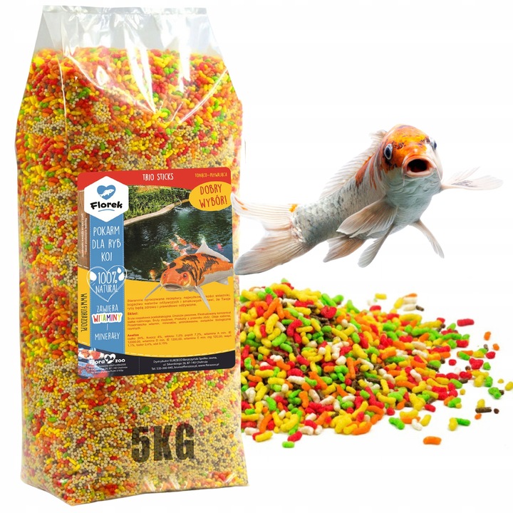 POKARM KARMA PASZA ZANĘTA GRANULAT DLA RYB KOI KARPI NA OCZKO WODNE