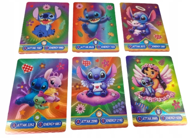 LILO I STITCH ZESTAW 4w1 ZŁOTE CZARNE SREBRNE TĘCZOWE / KOLOROWE 220 sztuk