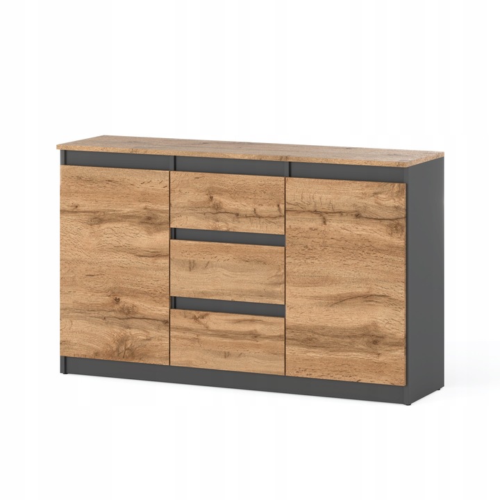 Komoda 120cm szafka z szufladami Antracyt Wotan Aga lux do salonu duza