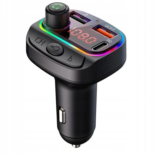 TRANSMITER SAMOCHODOWY FM BLUETOOTH SZYBKA ŁADOWARKA 7 KOLOR RGB MP3 2XUSB