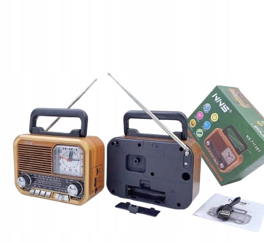 Radio FM Kuchenne RETRO z bluetooth USB MP3 z RĄCZKĄ ZEGAR USB
