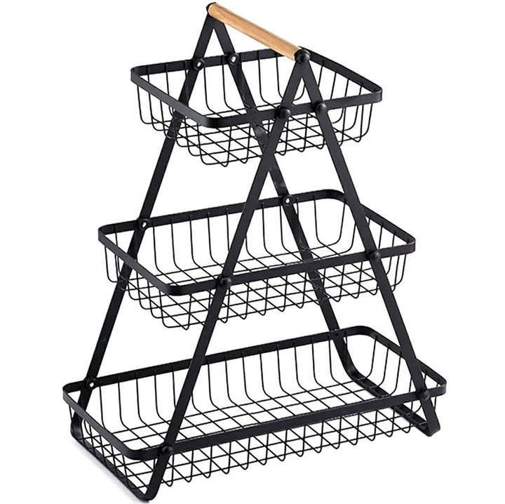 METALOWY KOSZ KOSZYK NA OWOCE WARZYWA TRZYPOZIOMOWY LOFT STOJAK PATERA