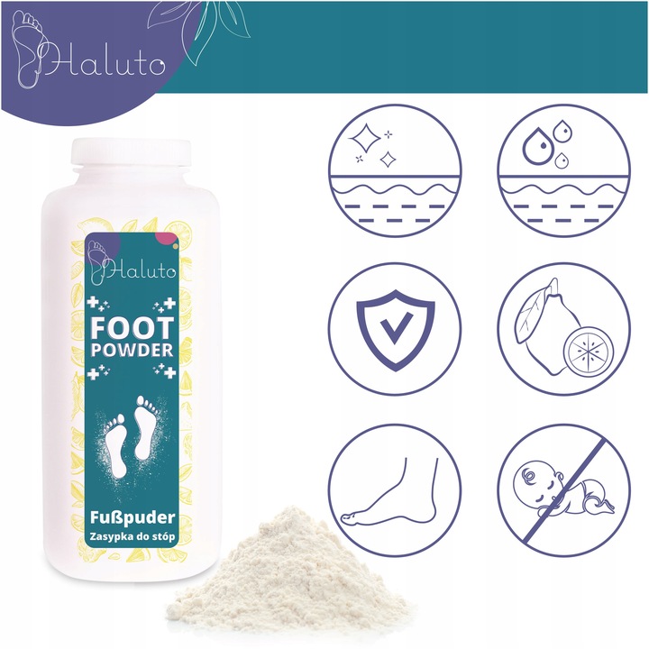 Talk puder do stóp i obuwia na nadmierną potliwość zestaw 3 szt. HALUTO