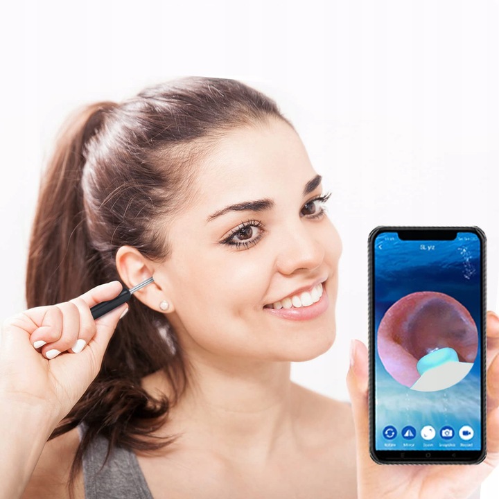 SMART OTOSKOP KAMERA CZYSZCZENIE USZU WOSK WIFI HD APLIKACJA ENDOSKOP