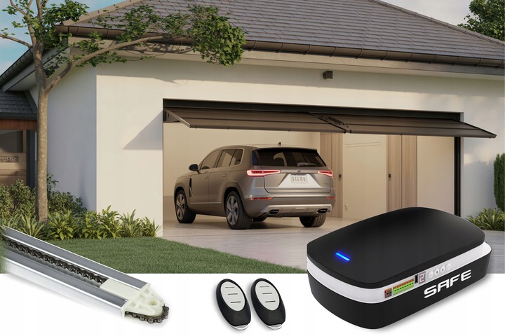 NAPĘD DO BRAMY GARAŻOWEJ 15 m2 zestaw automat 1000N + 2x PILOT SZYNA