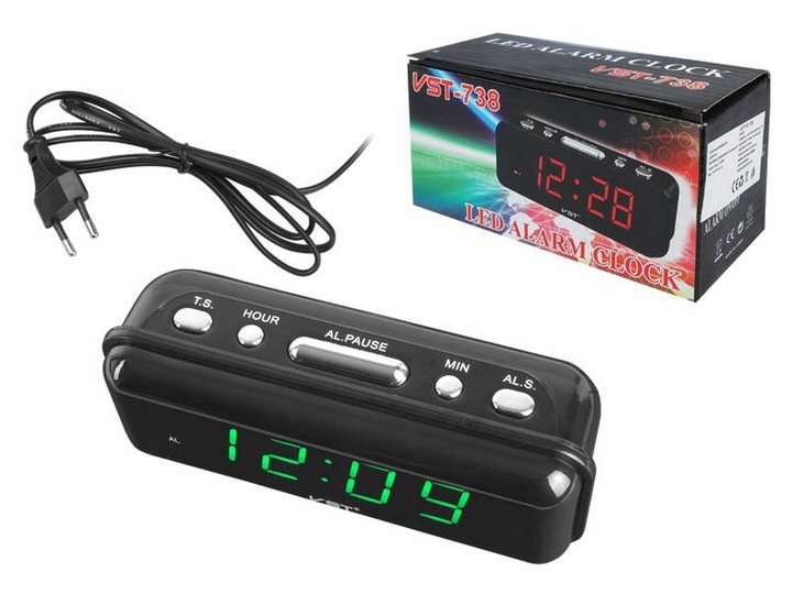 BUDZIK ZEGAR ELEKTRONICZNY SIECIOWY LED VST-738