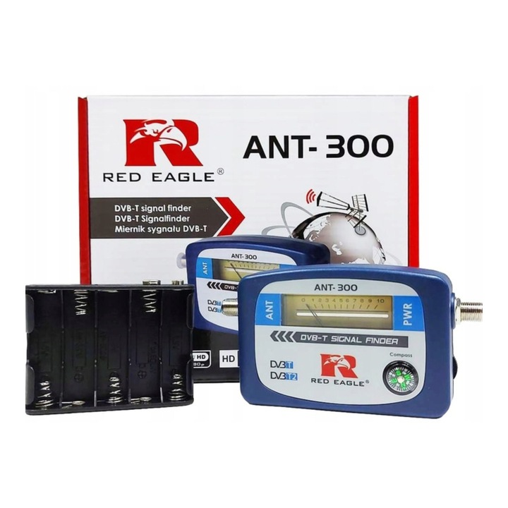 MIERNIK SYGNAŁU DVB T2 RED EAGLE ANT300 Z KOMPASEM PODŚWIETLENIE ETUI