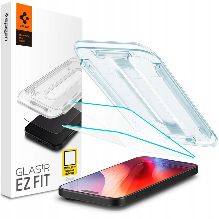 Szkło hartowane do iPhone 16 Pro, Spigen EZ Fit 2P, z aplikatorem, mocne