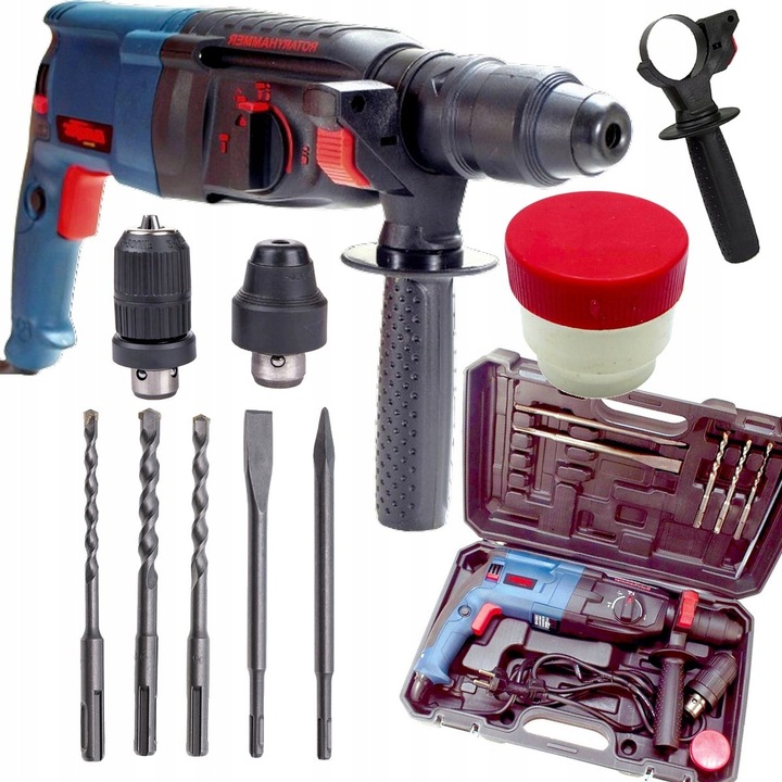 MŁOTOWIERTARKA WIERTARKA MŁOT UDAROWY 2600W MOCNA SDS+ ZESTAW WALIZKA