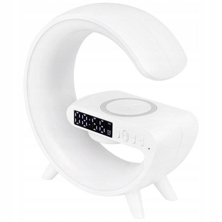 LAMPKA BIURKOWA LED RGB GŁOŚNIK RADIO gamingowa ŁADOWARKA INDUKCYJNA