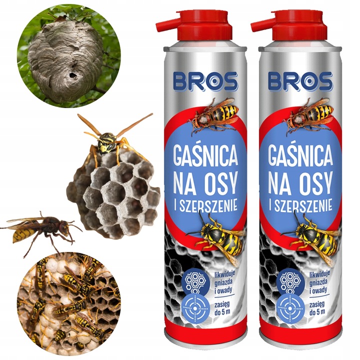 Spray Aerozol preparat Gaśnica na Osy i Szerszenie Gniazda Bros 600mlx2szt