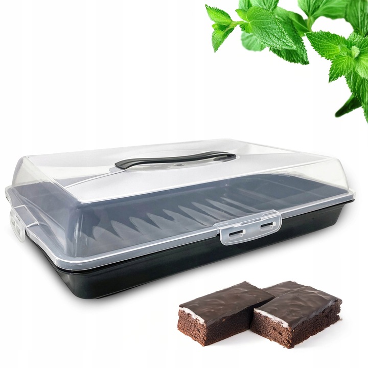 Pojemnik na ciasto 45cm wypieki pudełko box do przenoszenia uchwyt pokrywa