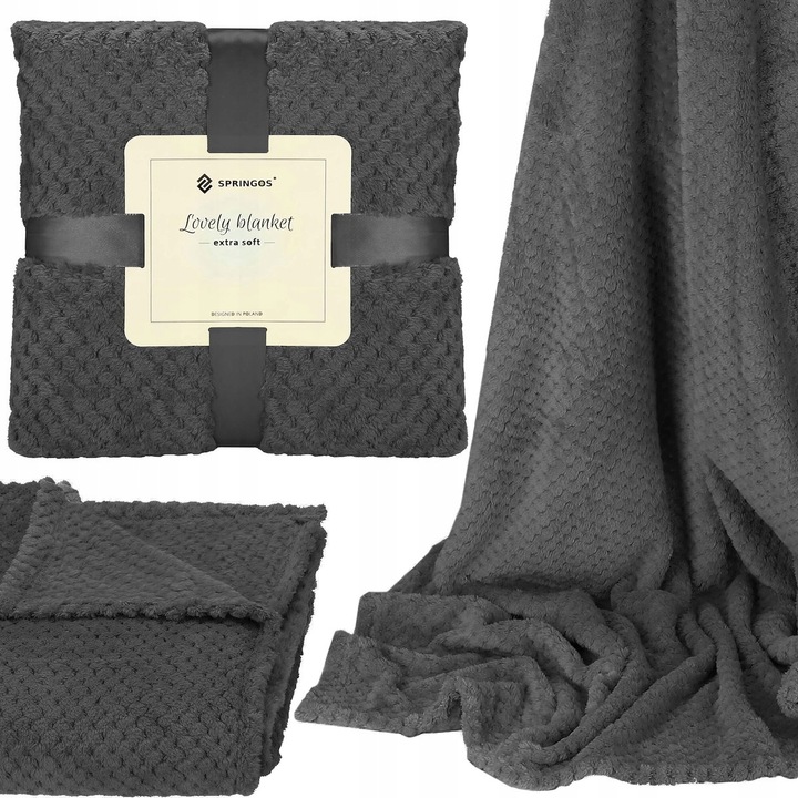 GRUBY KOC CIEPŁY NARZUTA DWUSTRONNA NA ŁÓŻKO KANAPĘ 150x200 cm PLED MIĘKKI