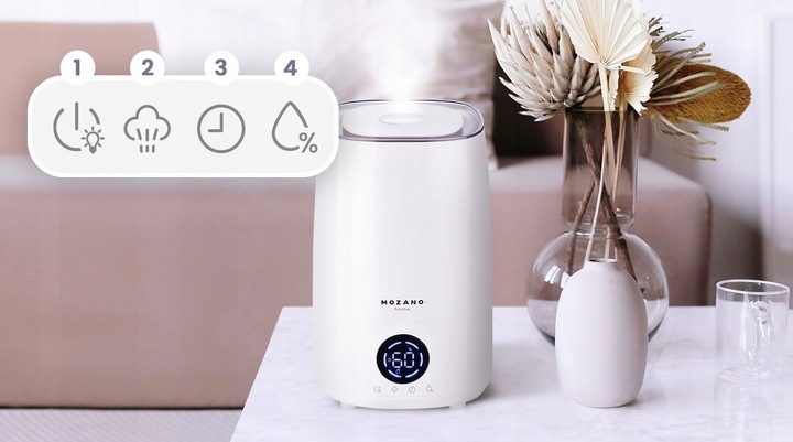 NAWILŻACZ POWIETRZA 3w1 4L HIGROMETR AROMATERAPIA DYFUZOR JONIZATOR