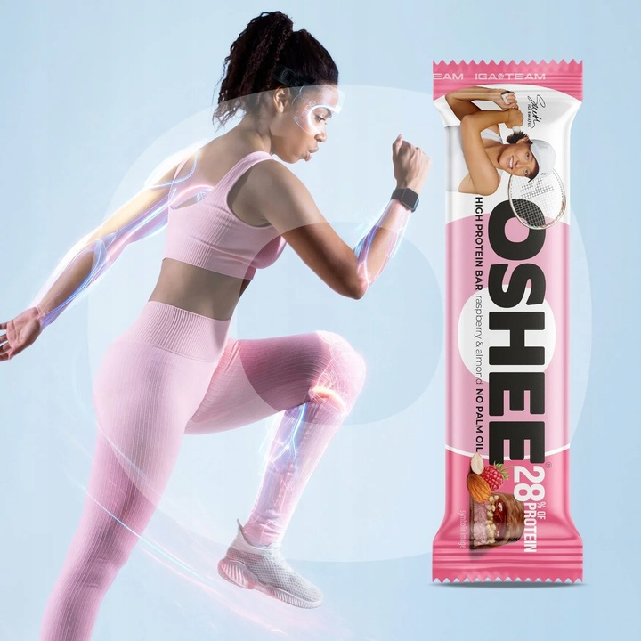 12x OSHEE & IGA Team Baton proteinowy malina - migdał 47 g