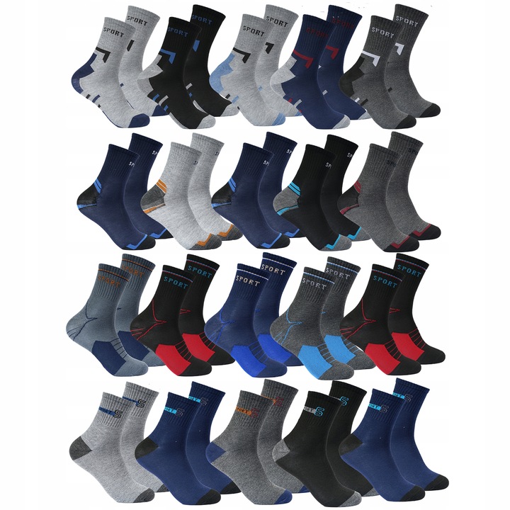 SKARPETY męskie SKARPETKI bawełniane SPORTOWE ~ 39-42 ZESTAW 20 par skarpet
