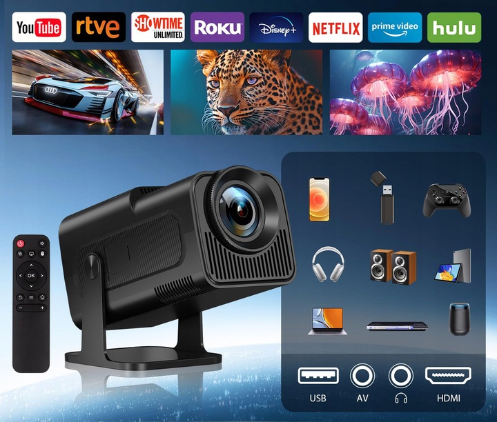 PROJEKTOR HY320 MINI RZUTNIK PRZENOŚNY ANDROID HD SMART TV NAJNOWSZA WERSJA