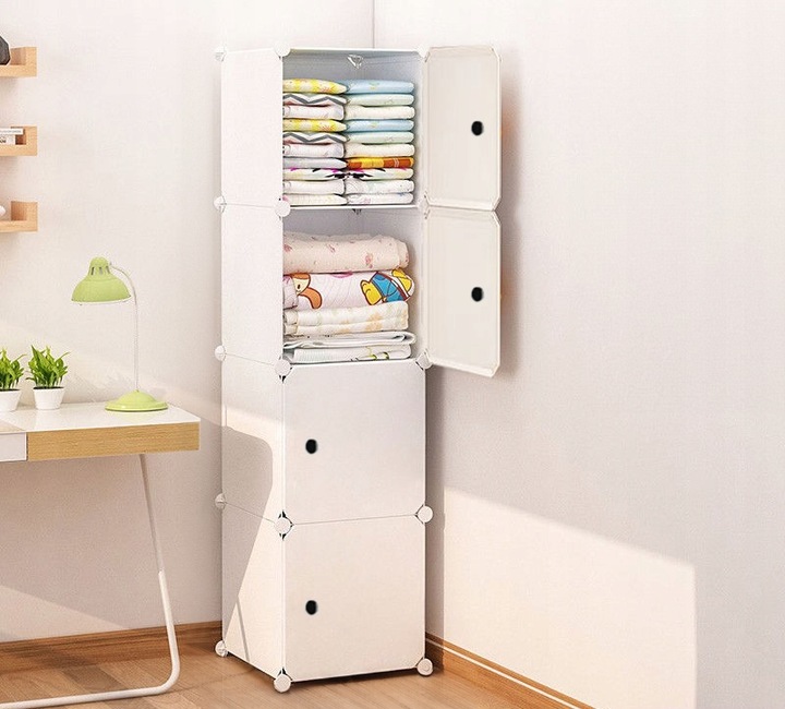 SZAFA MODUŁOWA GARDEROBA UBRANIOWA BIAŁA REGAŁ SŁUPEK ZAMKNIĘTY 4