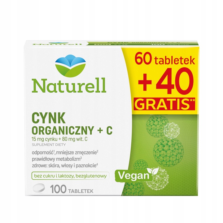 Naturell Cynk Organiczny + C odporność 60+40 tabl