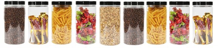 Pojemniki słoiki plastikowe 1,5L mąkę 1500ml x 9 na przyprawy makaron mąkę