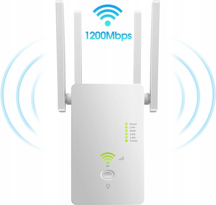 REPEATER WIFI WZMACNIACZ SYGNAŁU Dual Band 2,4Ghz/5Ghz AC1200 1200Mb/s