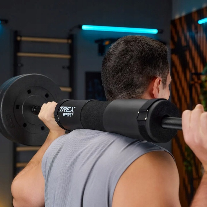 Zestaw 3w1 pianka osłona ochraniacz na sztangę gryf pasy zaciski Trex