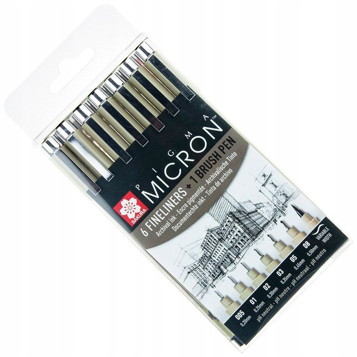 Zestaw Pigma Micron Black set 6+1 Sakura SA319