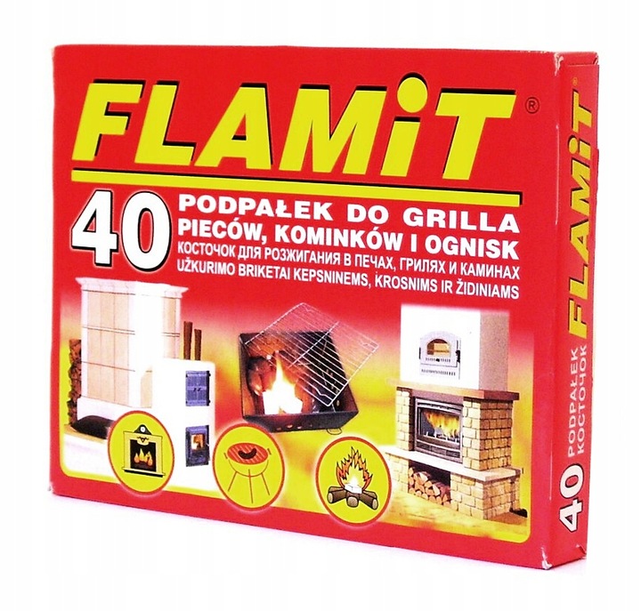 Podpałka rozpałka do KOMINKA PIECA GRILLA OGNISKA w kostkach FLAMiT 40