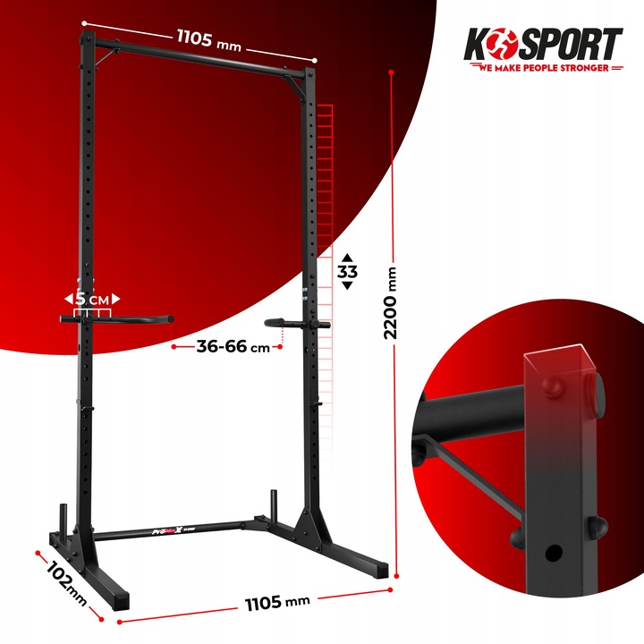 Drążek stacjonarny do podciągania poręcze ćwiczeń dipów stojaki pod sztangę