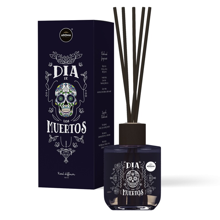 PATYCZKI ZAPACHOWE AROMA STICKS DIA DE LOS MUERTOS 100ML ZAPACH BLACK