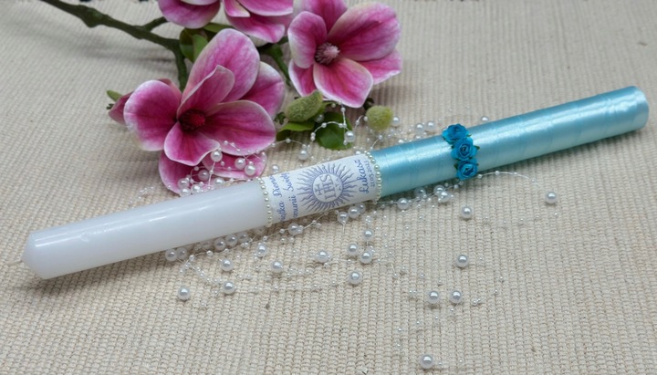 ŚWIECA KOMUNIJNA NA KOMUNIĘ DO KOMUNII IMIĘ DATA