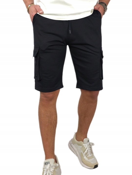 KRÓTKIE SPODENKI męskie DRESOWE bojówki z KIESZENIAMI dresy szorty - r. XL