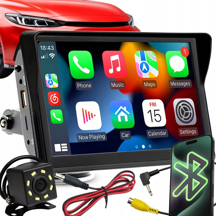 RADIO SAMOCHODOWE 7 CALI ANDROID APPLE CARPLAY KAMERA COFANIA