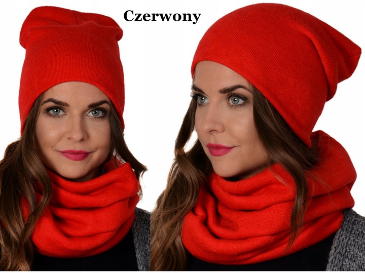 POLSKI Komplet CZAPKA + KOMIN Tunel Szal KOLORY Zestaw damski MODNY