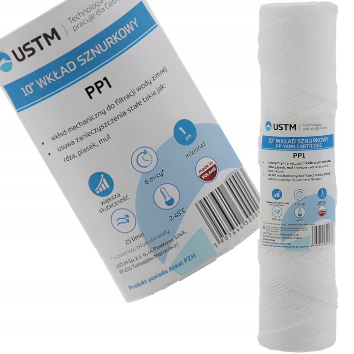10x FILTR DO WODY WKŁAD 10' SZNURKOWY 1 MIKRON PP1