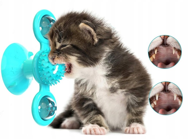 Gryzak z kocimiętką Interaktywna zabawka z przyssawką dla kota ŚWIECĄCA 360