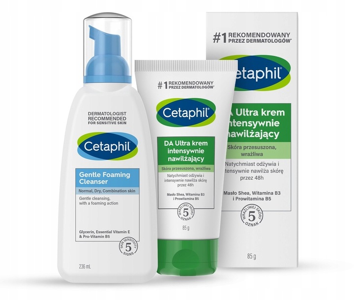 Zestaw Cetaphil DA Ultra Krem i Lekka pianka