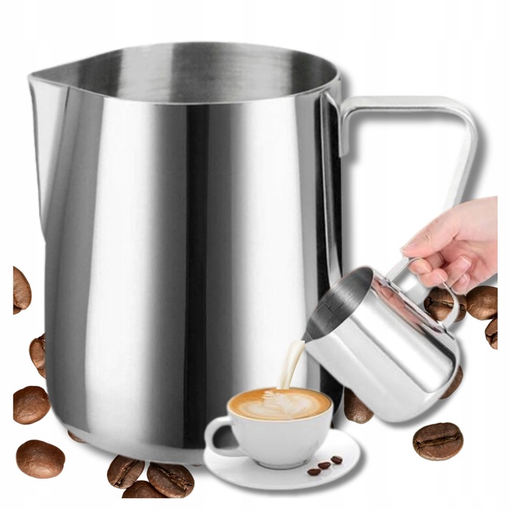 DZBANEK KUBEK DO SPIENIANIA MLEKA NA MLEKO STALOWY NIERDZEWN MLECZNIK