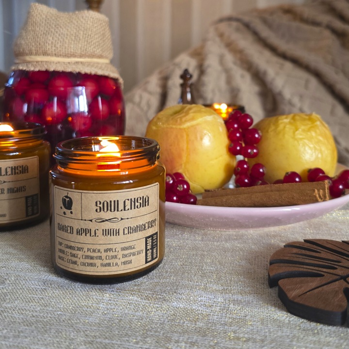 Zestaw Jesień Świece Sojowe na prezent w słoiku, handmade, 4x Świeca 100 ml