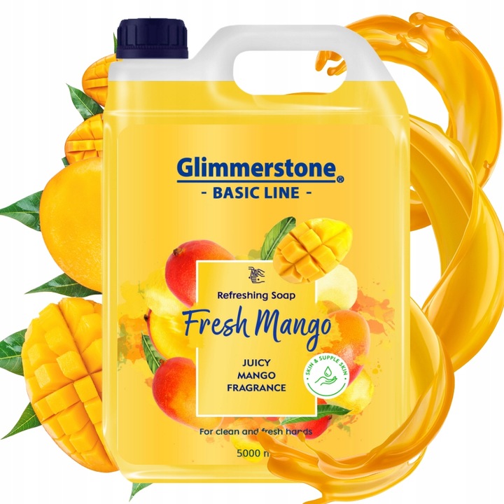 GLIMMERSTONE KREMOWE MYDŁO W PŁYNIE DO RĄK NAWILŻAJĄCE - ŚWIEŻE MANGO - 5L