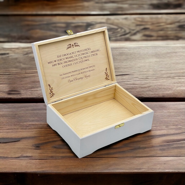 Prezent na KOMUNIE ŚWIĘTĄ pamiątka PUDEŁKO +GRAWER