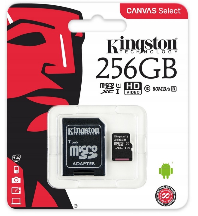 KINGSTON KARTA PAMIĘCI 256 GB MICRO SD CLASS 10 + ADAPTER SD