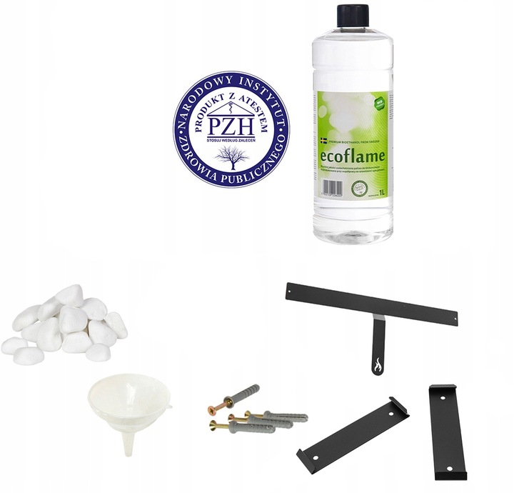 Biokominek WISZĄCY 90cm NAŚCIENNY czarny do ZABUDOWY