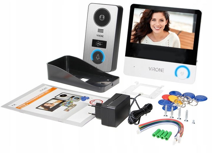 WIDEODOMOFON VIDEO DOMOFON FULL HD 7" CZYTNIK BRELOK MENU PL FURTKA + BRAMA