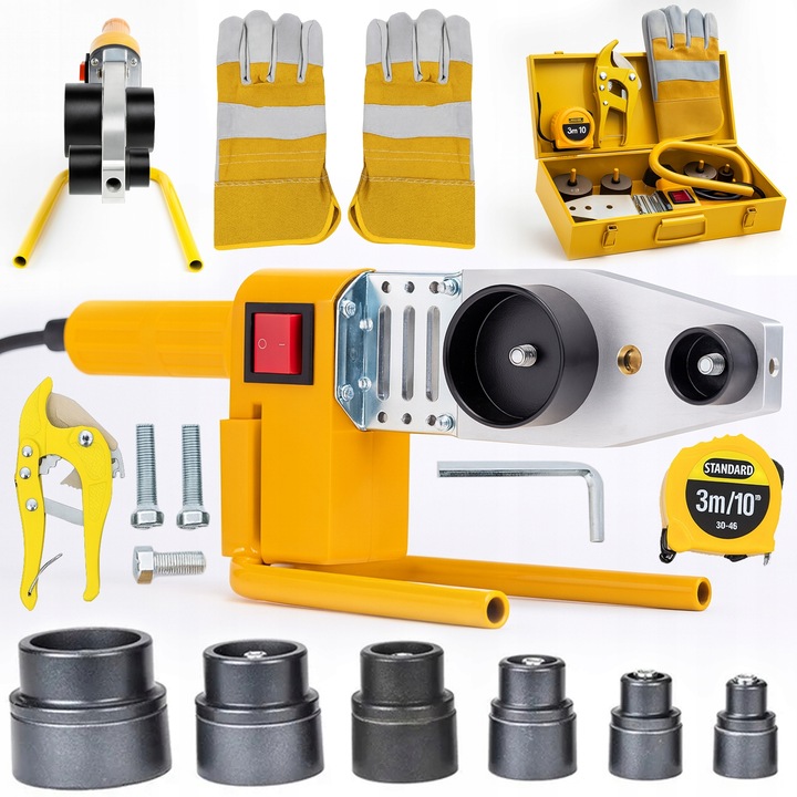 MOCNA ZGRZEWARKA POLIFUZYJNA DO ZGRZEWANIA RUR PP PCV DUŻY ZESTAW 6