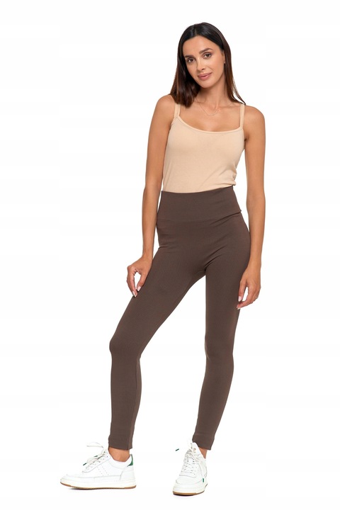 Legginsy Prążkowane Damskie z Wysokim Stanem Modne Fit Getry MORAJ L/XL