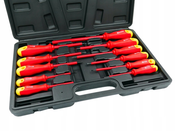 WKRĘTAKI ŚRUBOKRĘTY IZOLOWANE 11 ELEMENTÓW + WALIZKA RĄCZKA SOFT GRIP